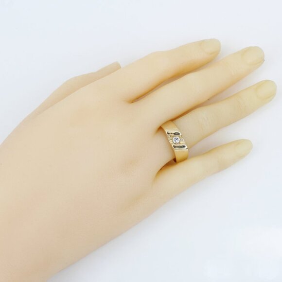 Vintage 14K Gold Diamond Solitaire Wedding / Anniversary Band Ring - Picture 8 of 8